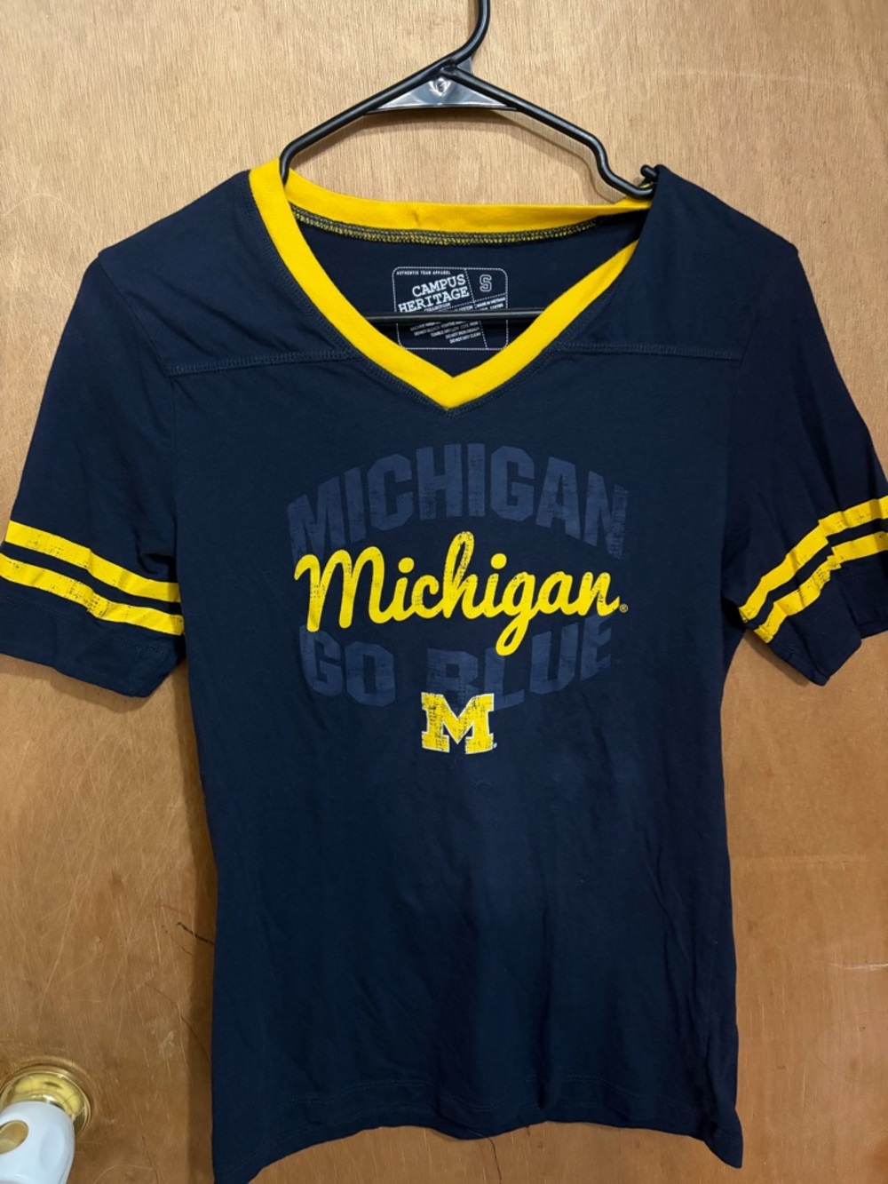 Michigan Campus Heritage Navy and Yellow 'Go Blue' V‑Neck Jersey